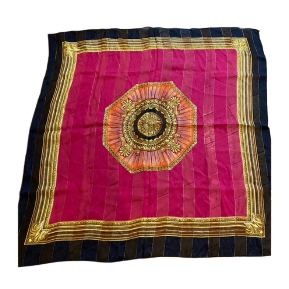 Echo bright geometric design light weight scarf 30” square purse tie, head tie